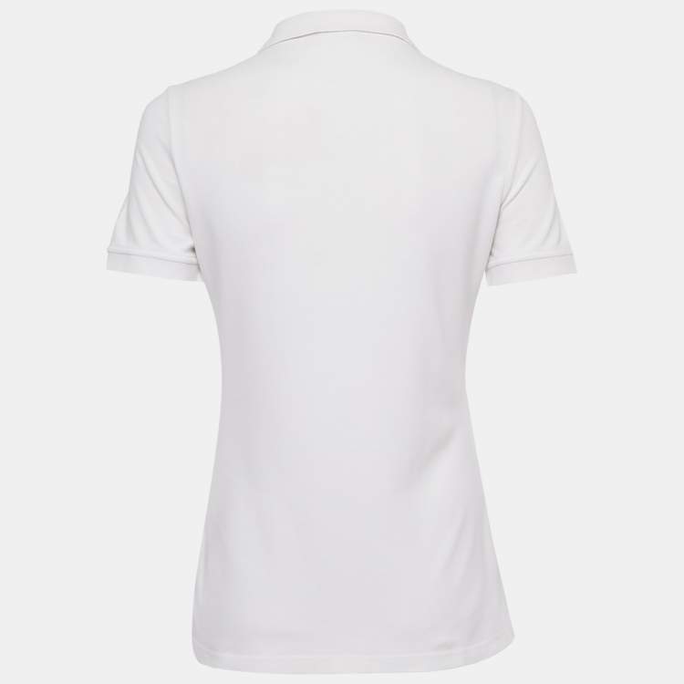 Pre Owned Burberry White Cotton Pique Polo T-Shirt S