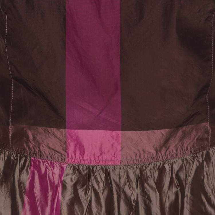 Pre Owned Burberry Multicolor Satin Sleeveless Midi Dress M