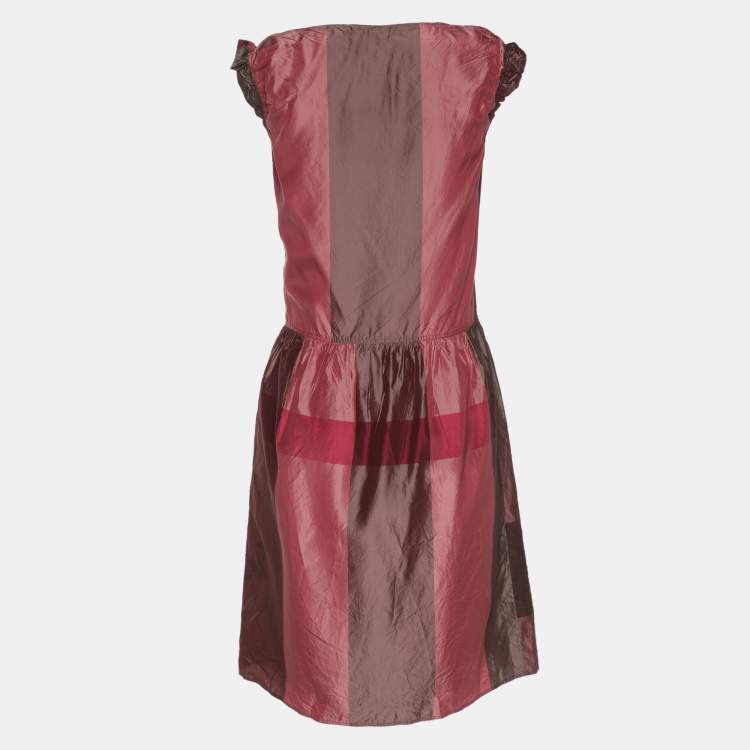 Pre Owned Burberry Multicolor Satin Sleeveless Midi Dress M