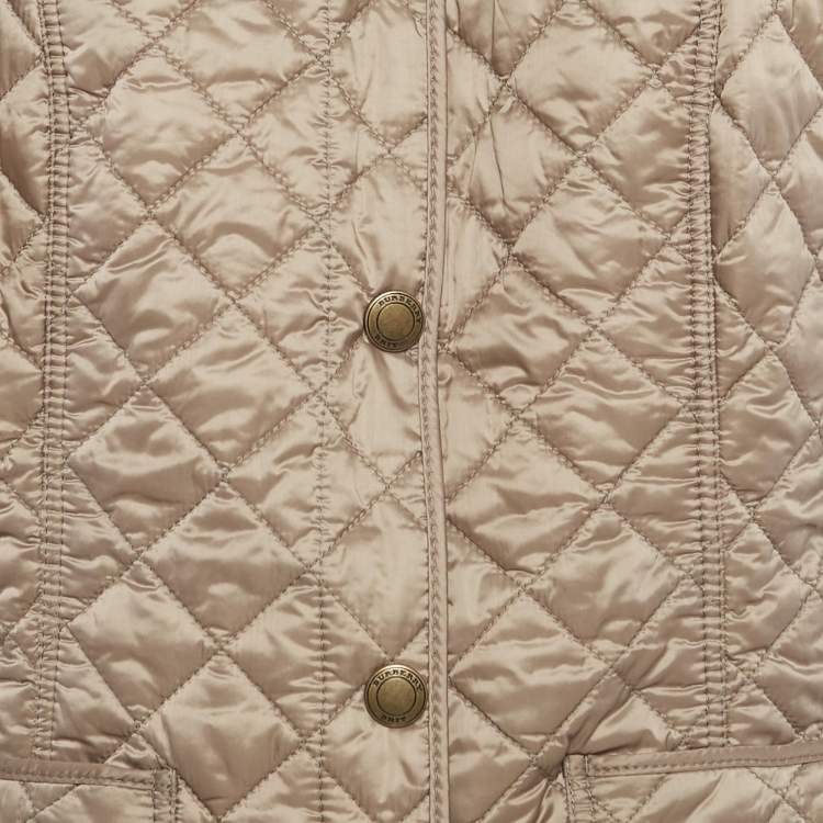 Pre Owned Burberry Light Brown Nylon Quilted Long Sleeve Jacket L