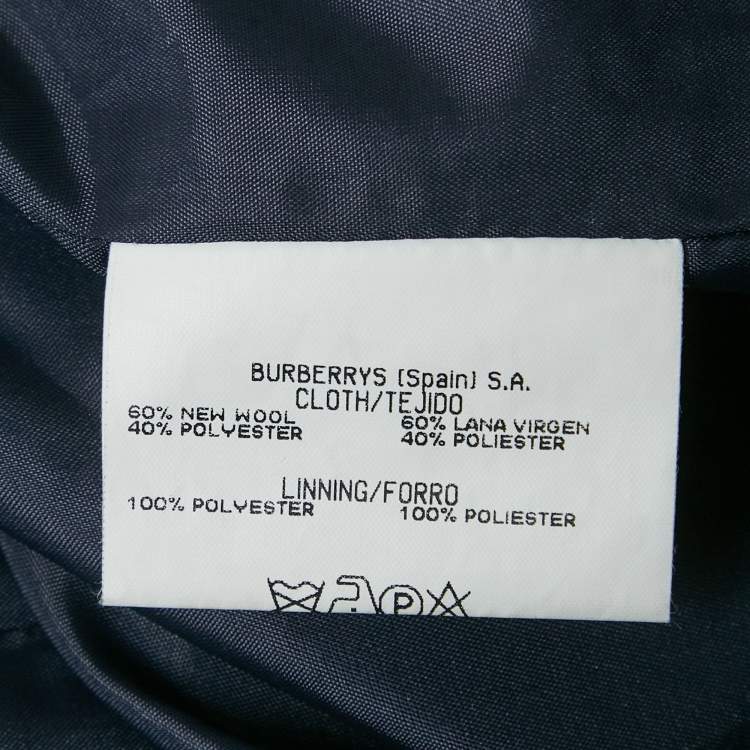 Pre Owned Burberry Navy Blue Wool Blend Double Breasted Blazer XL