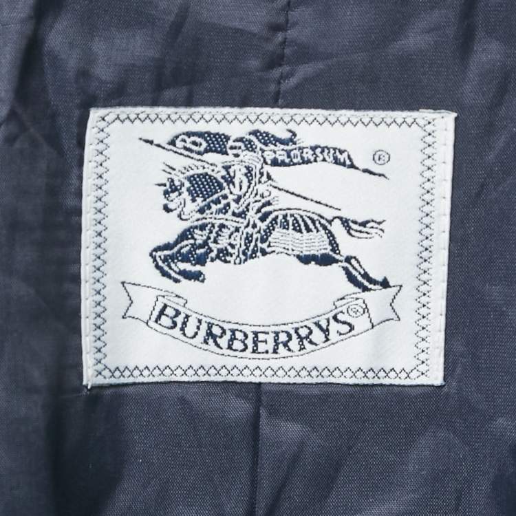 Pre Owned Burberry Navy Blue Wool Blend Double Breasted Blazer XL
