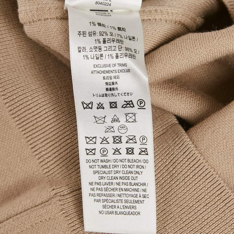 Pre Owned Burberry Beige Logo Print Wool Crewneck Sweater S