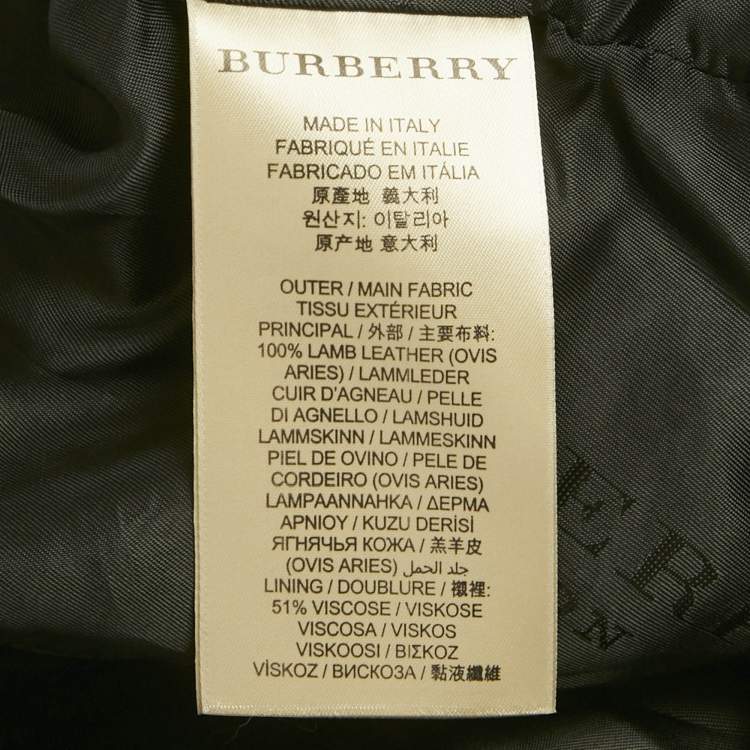 Pre Owned Burberry Black Leather Biker Jacket S