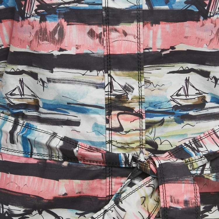Pre Owned Burberry Multicolor Lighthouse Print Cotton Mini Shirt Dress L