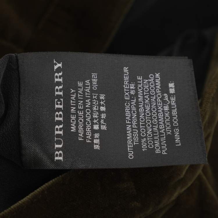 Pre Owned Burberry Green Velvet Ruffle Pencil Skirt S