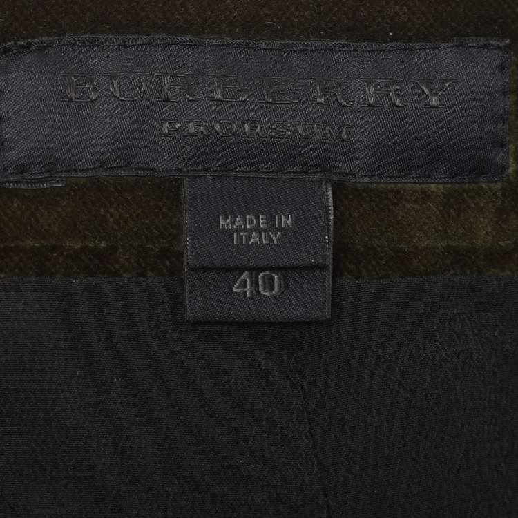 Pre Owned Burberry Green Velvet Ruffle Pencil Skirt S