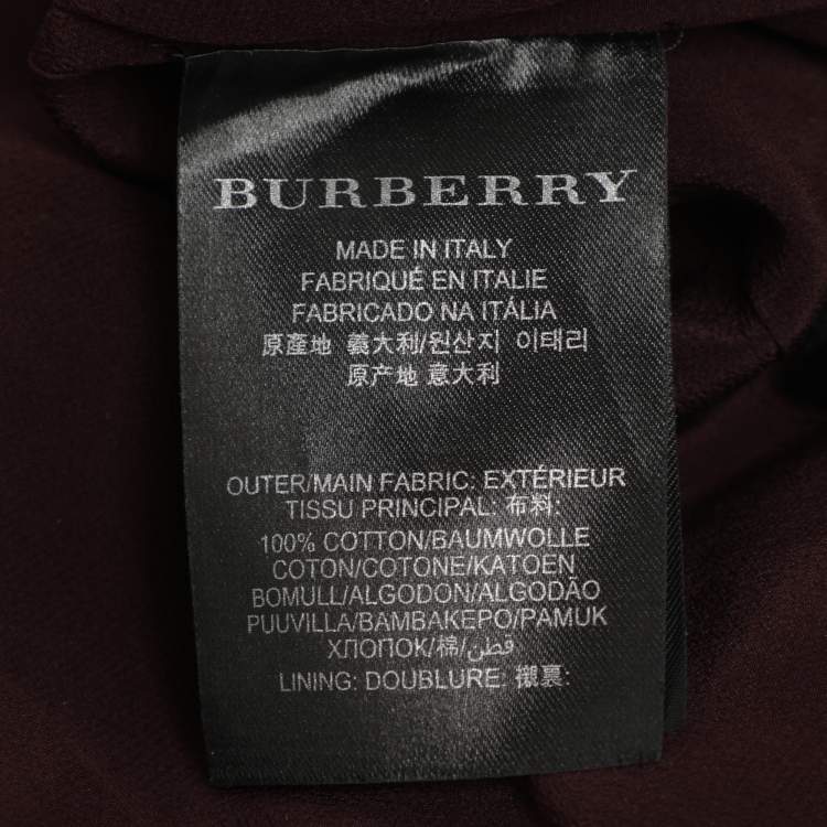 Pre Owned Burberry Burgundy Lace Pencil Skirt S