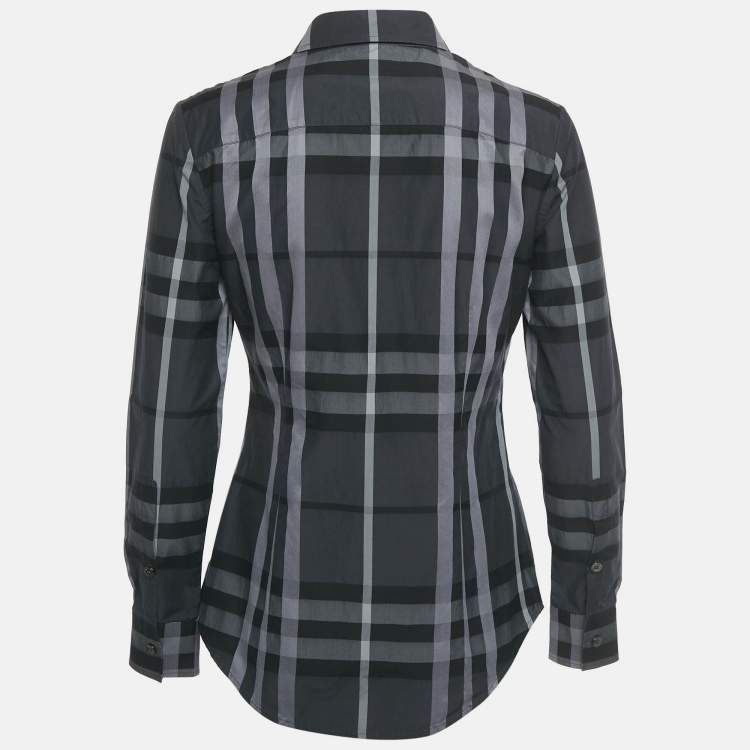 Pre Owned Burberry Monochrome Checkered Cotton Shirt S