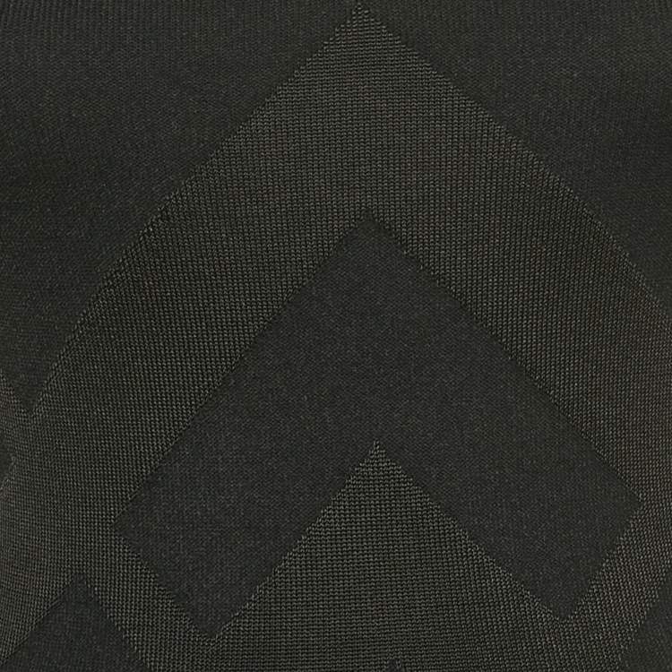 Pre Owned Burberry Black Stretch Knit Flared Mini Dress XS