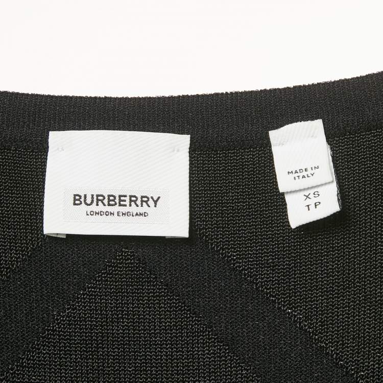 Pre Owned Burberry Black Stretch Knit Flared Mini Dress XS