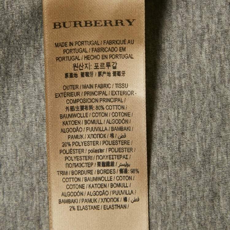 Pre Owned Burberry Grey Cotton Fish Applique Cape Jacket S