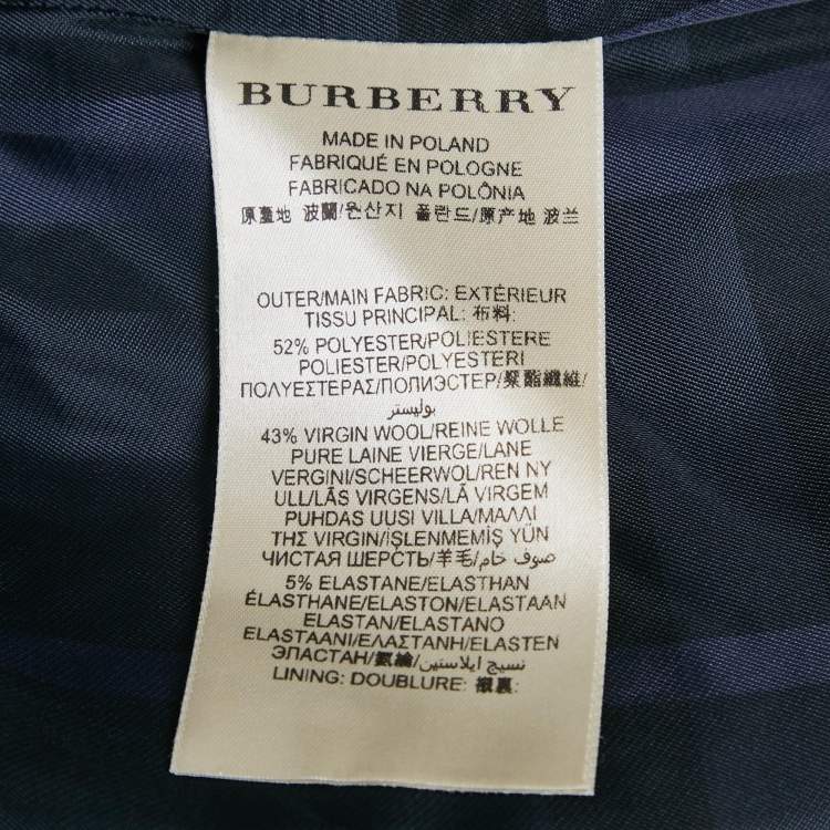 Pre Owned Burberry Navy Blue Crepe & Wool Mid Length Coat M