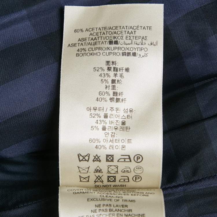 Pre Owned Burberry Navy Blue Crepe & Wool Mid Length Coat M