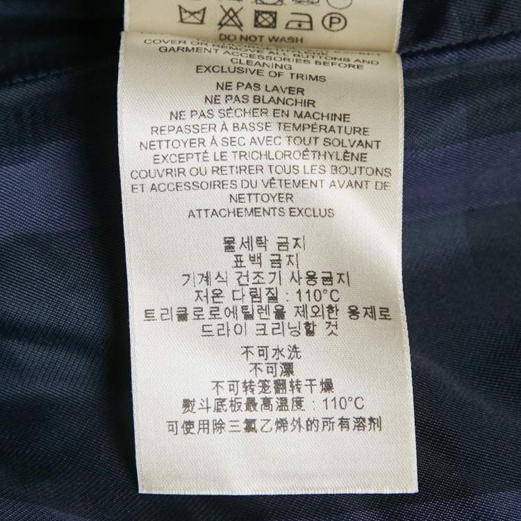 Pre Owned Burberry Navy Blue Crepe & Wool Mid Length Coat M