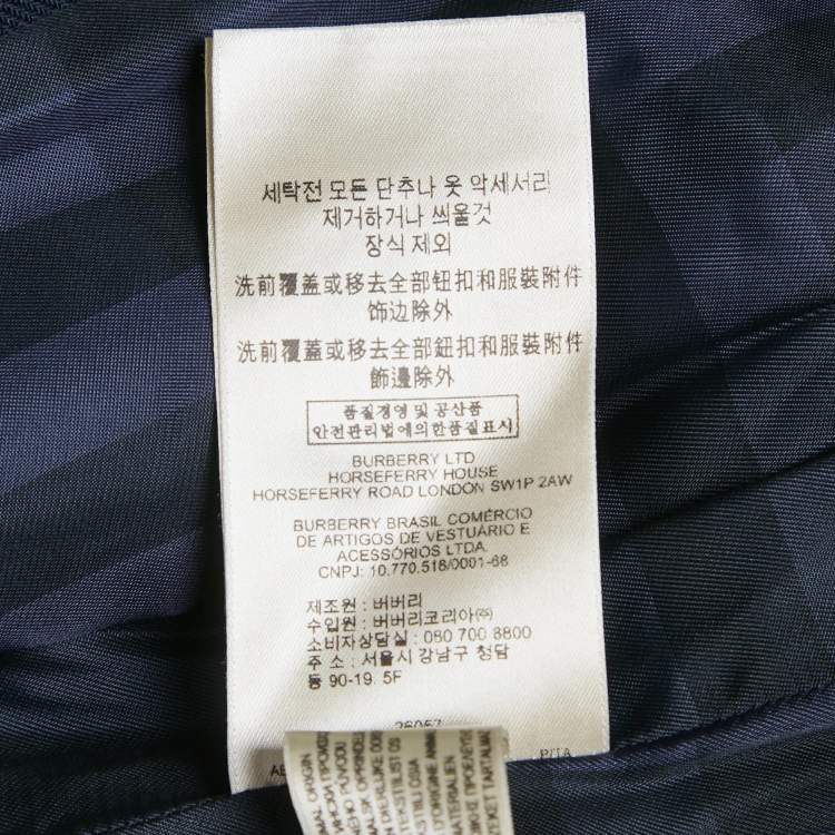 Pre Owned Burberry Navy Blue Crepe & Wool Mid Length Coat M