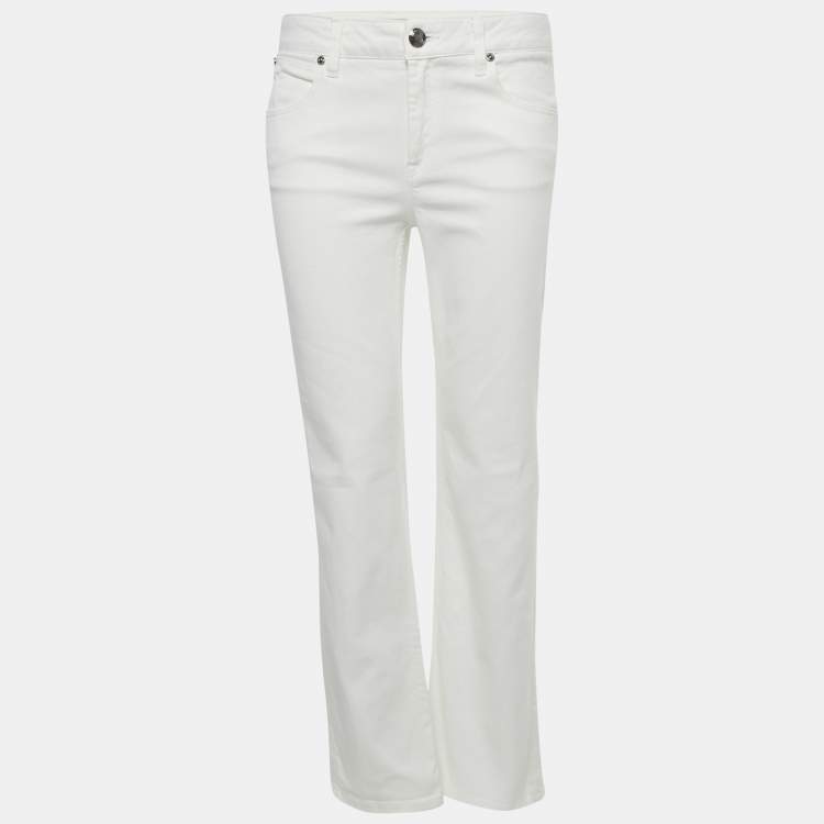 Pre Owned Burberry White Denim Flare Leg Jeans M/Waist 29"