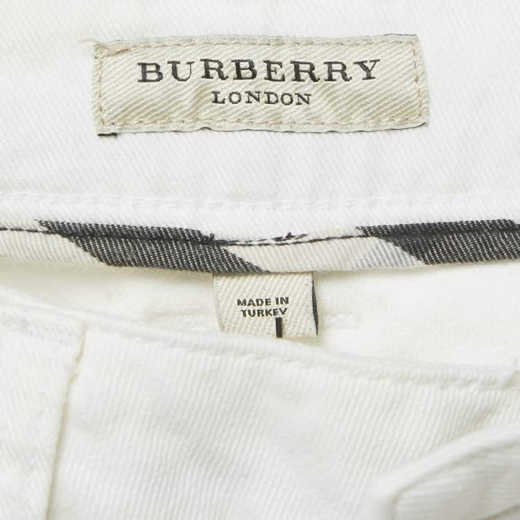 Pre Owned Burberry White Denim Flare Leg Jeans M/Waist 29"