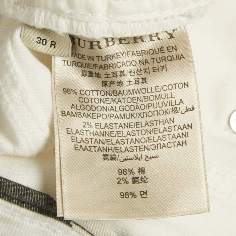 Pre Owned Burberry White Denim Flare Leg Jeans M/Waist 29"
