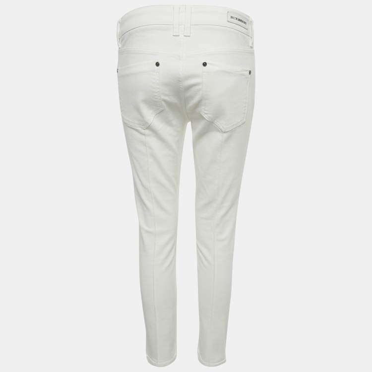 مملوكة مسبقًا Burberry White Denim Micklesfield Skinny Leg Jeans M/Waist 29"