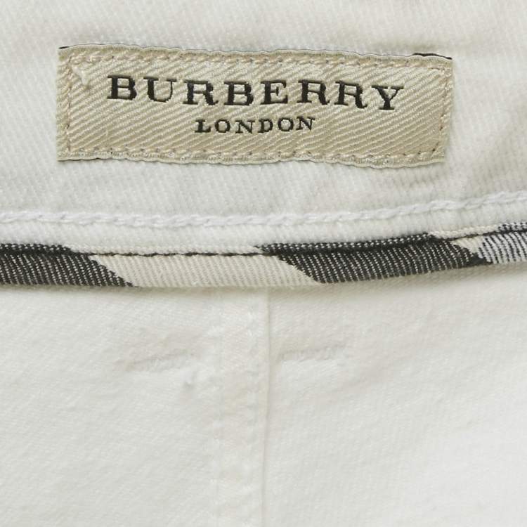 مملوكة مسبقًا Burberry White Denim Micklesfield Skinny Leg Jeans M/Waist 29"