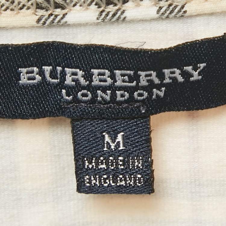 Pre Owned Burberry Beige Checks Jersey Long Sleeve Top M
