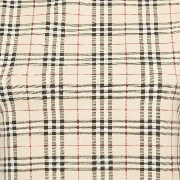 Pre Owned Burberry Beige Checks Jersey Long Sleeve Top M