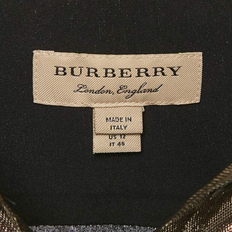 Pre Owned Burberry London Metallic Lamé Pleated Shirt L