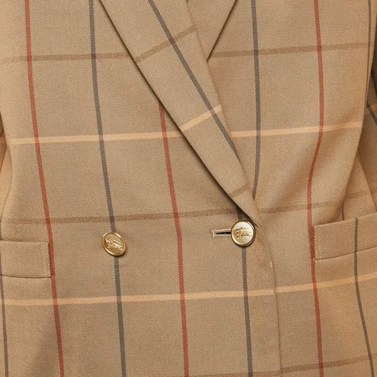 مملوكة مسبقًا Burberry Vintage Beige Checks Wool Skirt Suit M