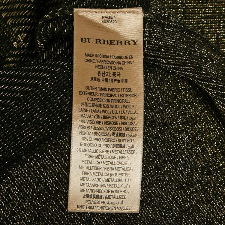 Pre Owned Burberry Black Plaid Lurex Knit Pullover XS