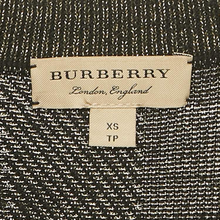 Pre Owned Burberry Black Plaid Lurex Knit Pullover XS