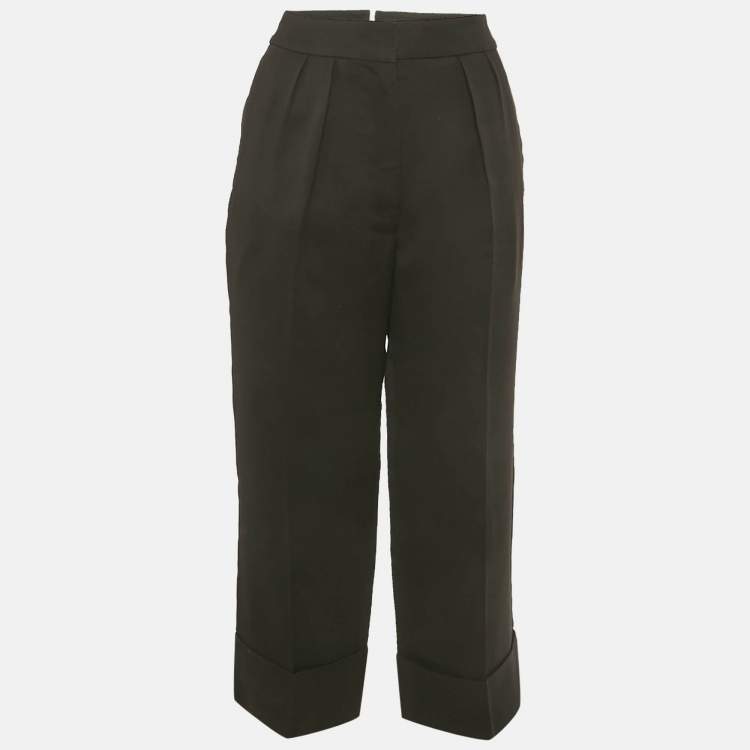 Pre Owned Burberry Black Wool Pleated Trousers S