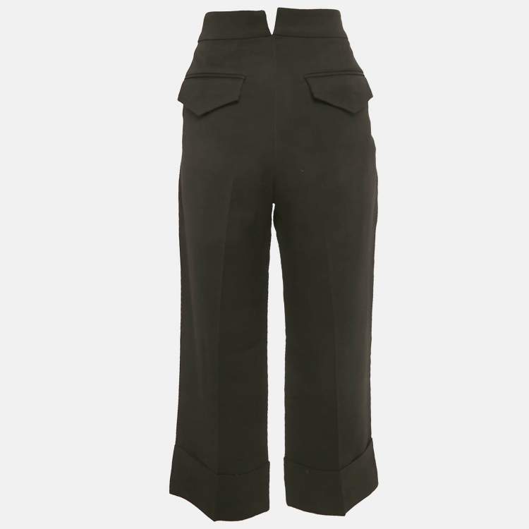 Pre Owned Burberry Black Wool Pleated Trousers S