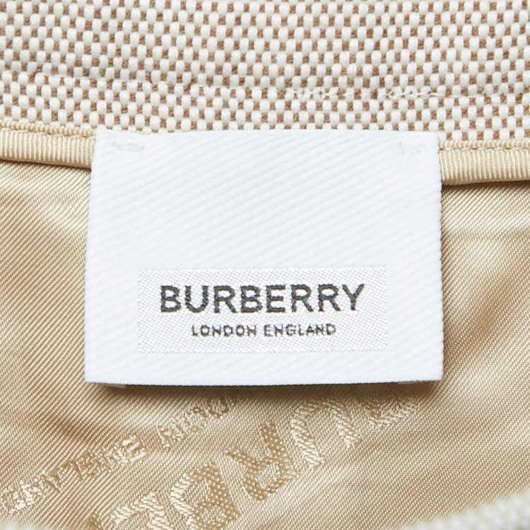 مملوكة مسبقًا Burberry Beige Canvas Leather Trim Short Skirt M