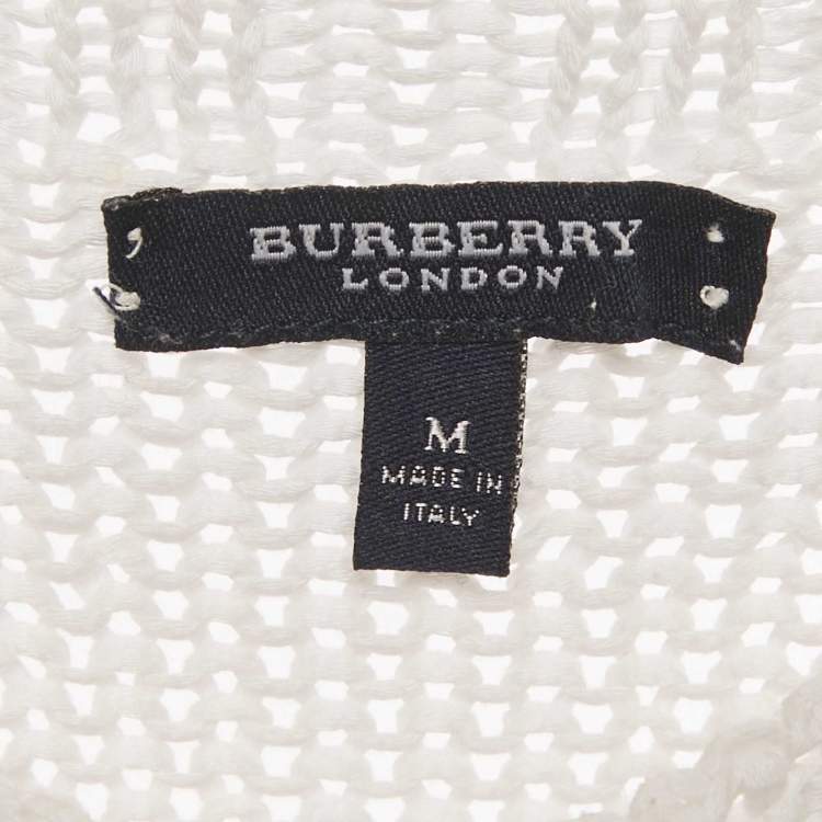Pre Owned Burberry White Cotton Knit Sleeveless Top M