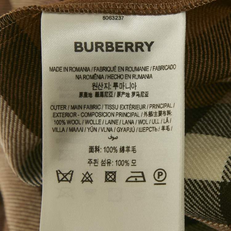 مملوكة مسبقًا Burberry Brown Checks Wool Pleated Wrap Mini Skirt S