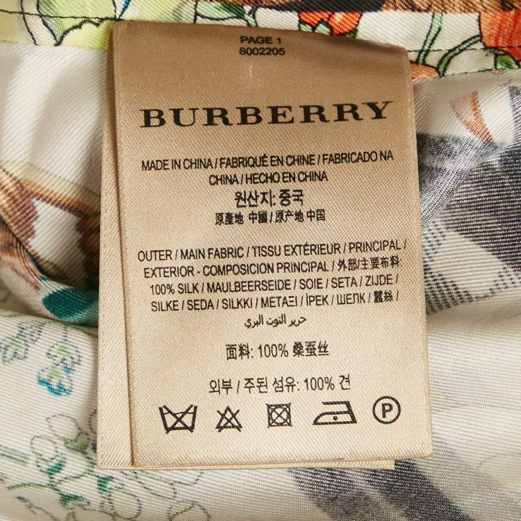 Pre Owned Burberry Multicolor Printed Silk Button Front Belted Long Dress S
