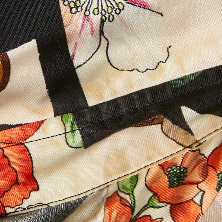 Pre Owned Burberry Multicolor Printed Silk Button Front Belted Long Dress S