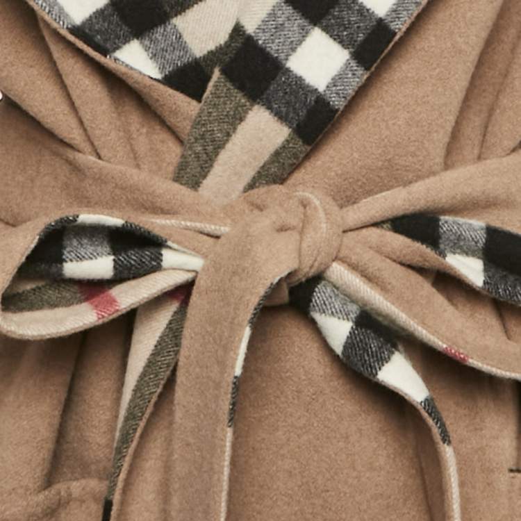 Pre Owned Burberry Brown Wool Felt Hooded Coat L