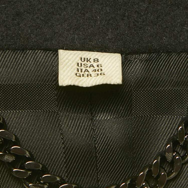 Pre Owned Burberry Black Wool Blend Detachable Fur Collar Coat S