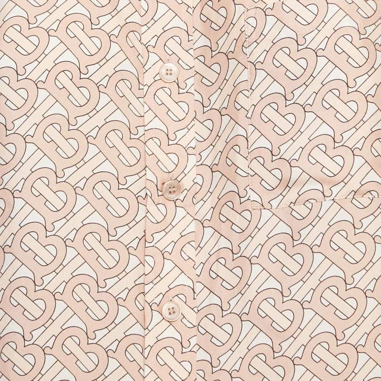 مملوكة مسبقًا Burberry Pink Monogram Silk Shirt and Shorts Set M