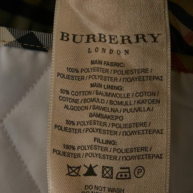 Pre Owned Burberry White Synthetic Quilted Button Front Jacket L