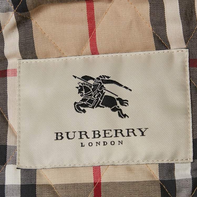 Pre Owned Burberry White Synthetic Quilted Button Front Jacket L