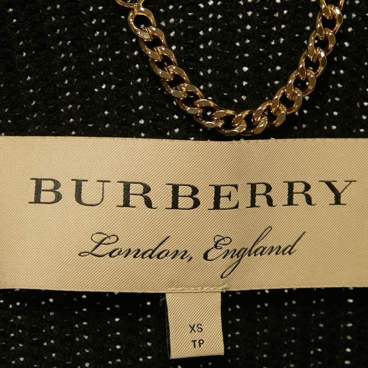 مملوكة مسبقًا Burberry Black Rib Knit Belted Cuff Jacket XS