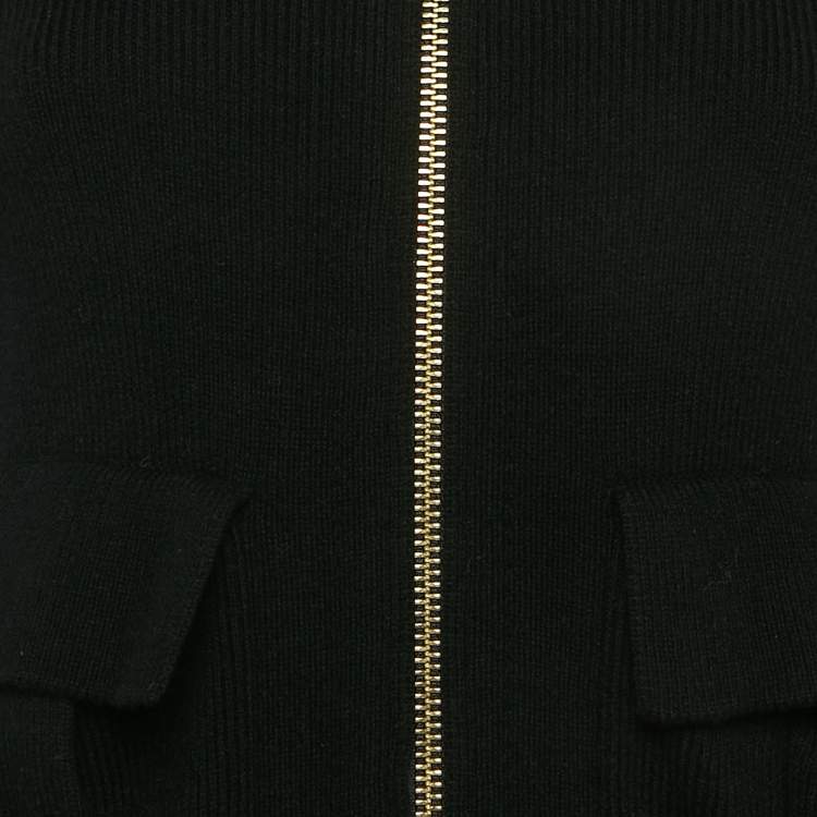 مملوكة مسبقًا Burberry Black Rib Knit Belted Cuff Jacket XS