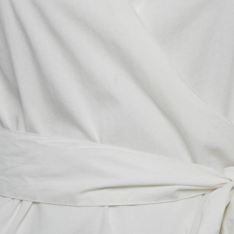 Pre Owned Burberry White Cotton Wrap Shirt M