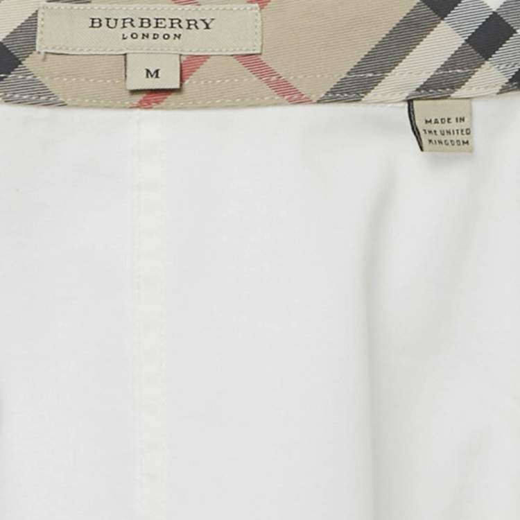 Pre Owned Burberry White Cotton Wrap Shirt M