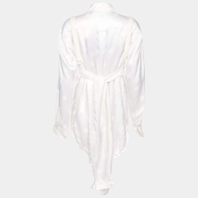 مملوكة مسبقًا Burberry Optic White Satin and Lace Blouse XS