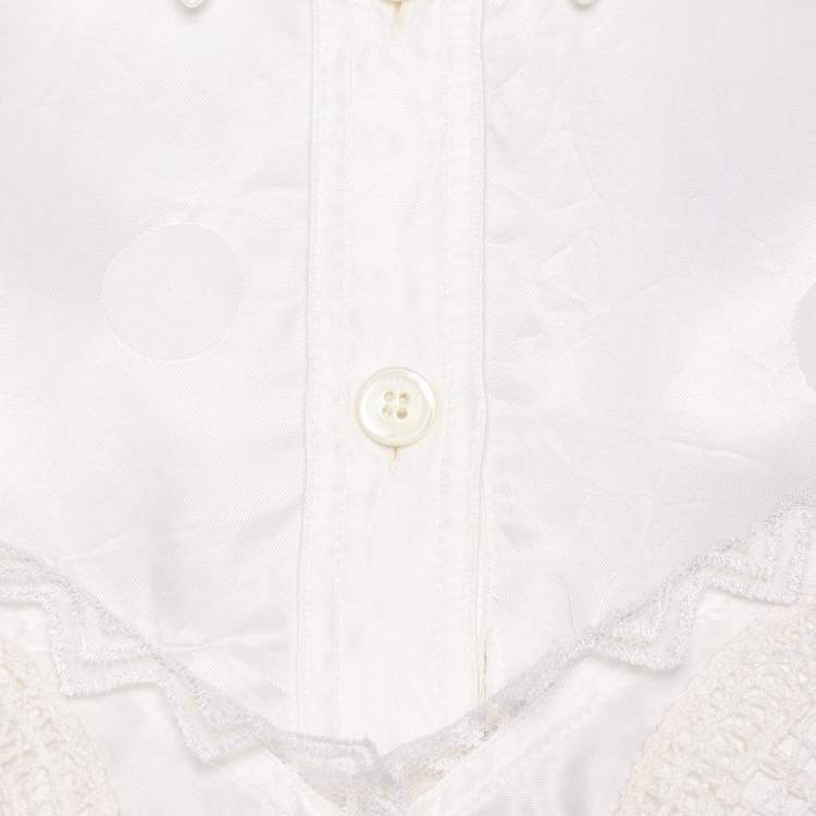 مملوكة مسبقًا Burberry Optic White Satin and Lace Blouse XS