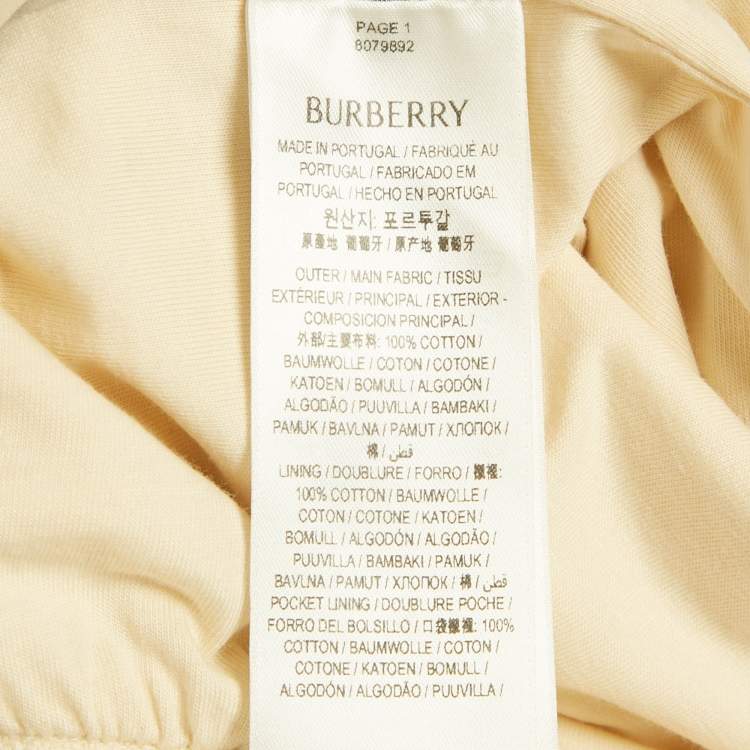 Pre Owned Burberry Cream Terry Drawstring Wide Leg Pants S